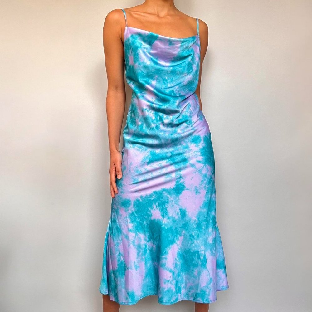 satin cowl mini dress